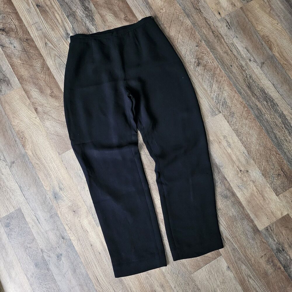 Petite Sophisticate women black Wide straight leg business slacks size petite 4